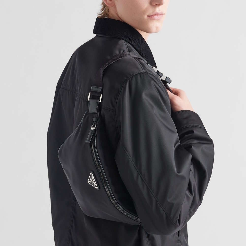 Pra*a Re-Nylon And Saffiano Leather Belt Bag Black For Men 7.9in/20cm 2VL033_2DMH_F0002_V_OOM