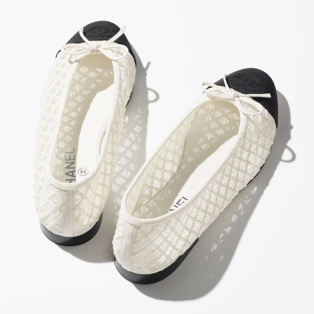 Ch**el Ballet Flats White/Black For Women G02819-B20352-U0612