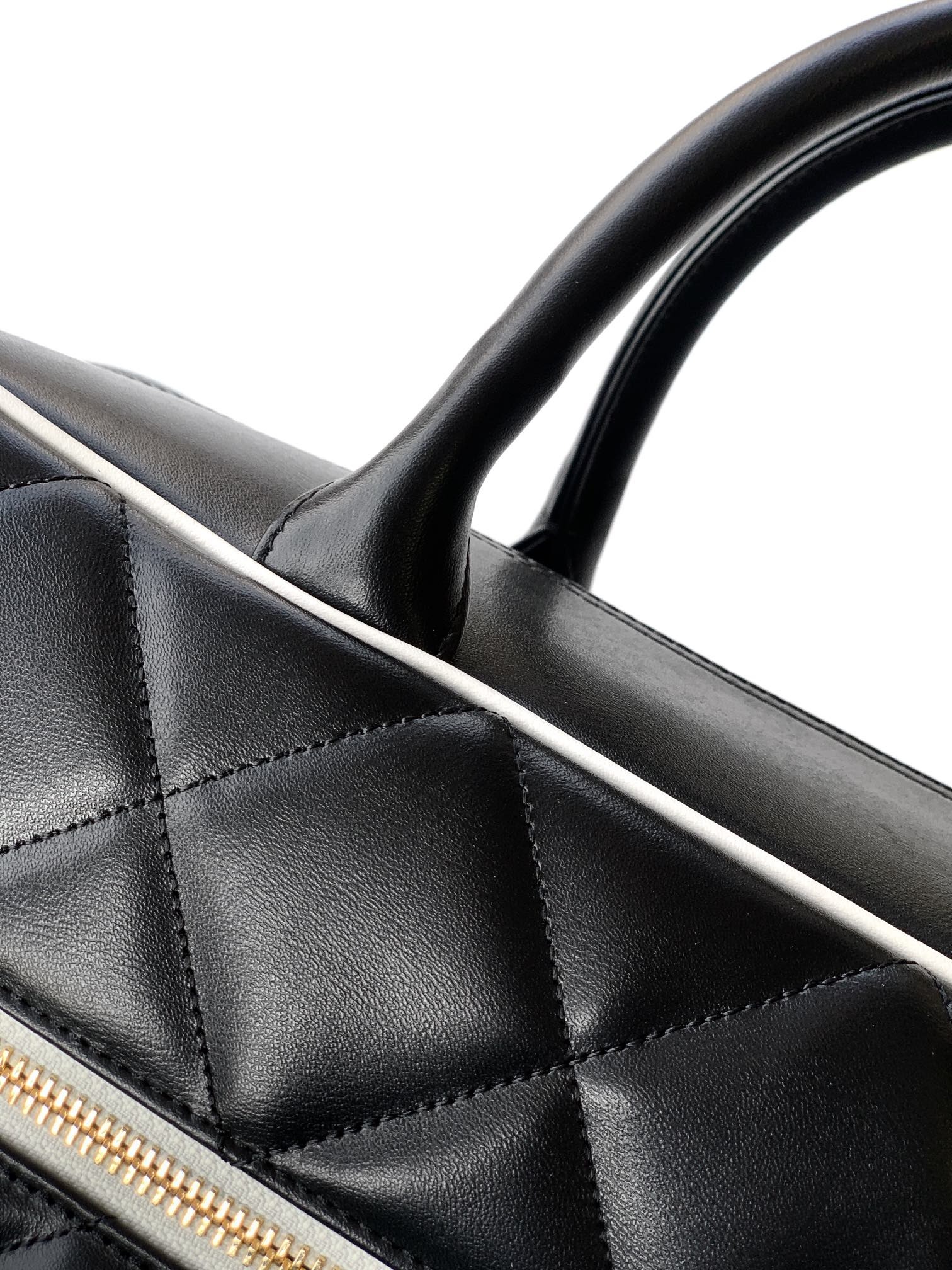 Ch**el Quilted Vintage Sports Line Boston Bag Black For Women 19in/48cm