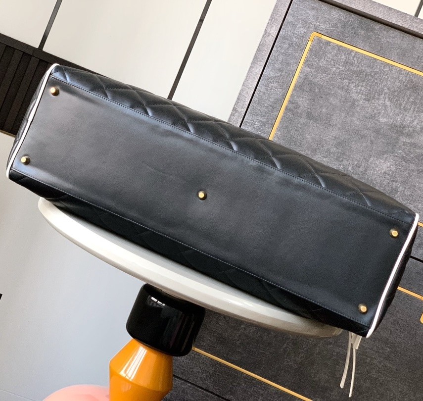 Ch**el Quilted Vintage Sports Line Boston Bag Black For Women 19in/48cm