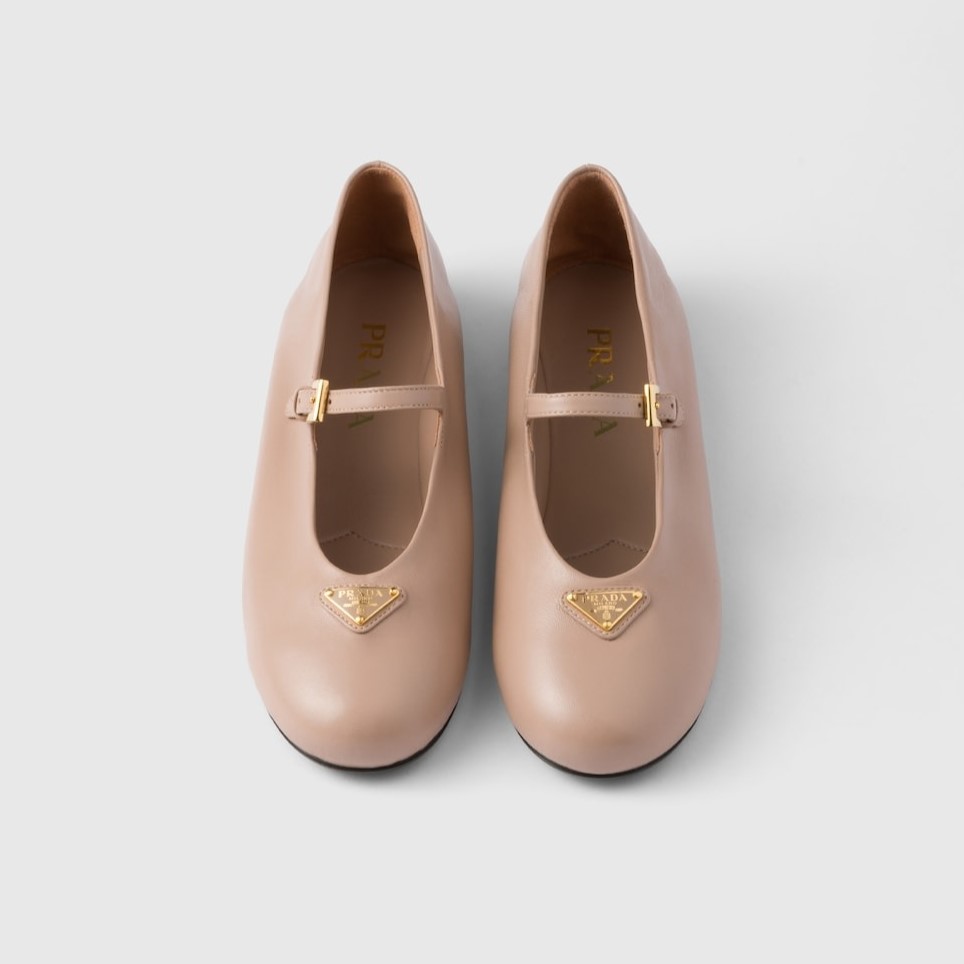 Pra*a Leather Ballerinas Powder Pink For Women 1F793N_038_F0236_F_005