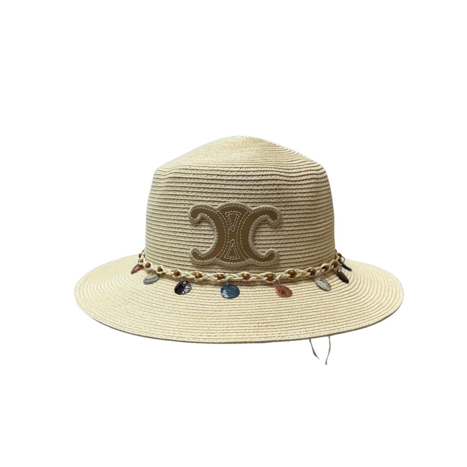 Ce1i*e Wide Brim Straw Hat Raffia Light Beige For Women 57cm/22.4in