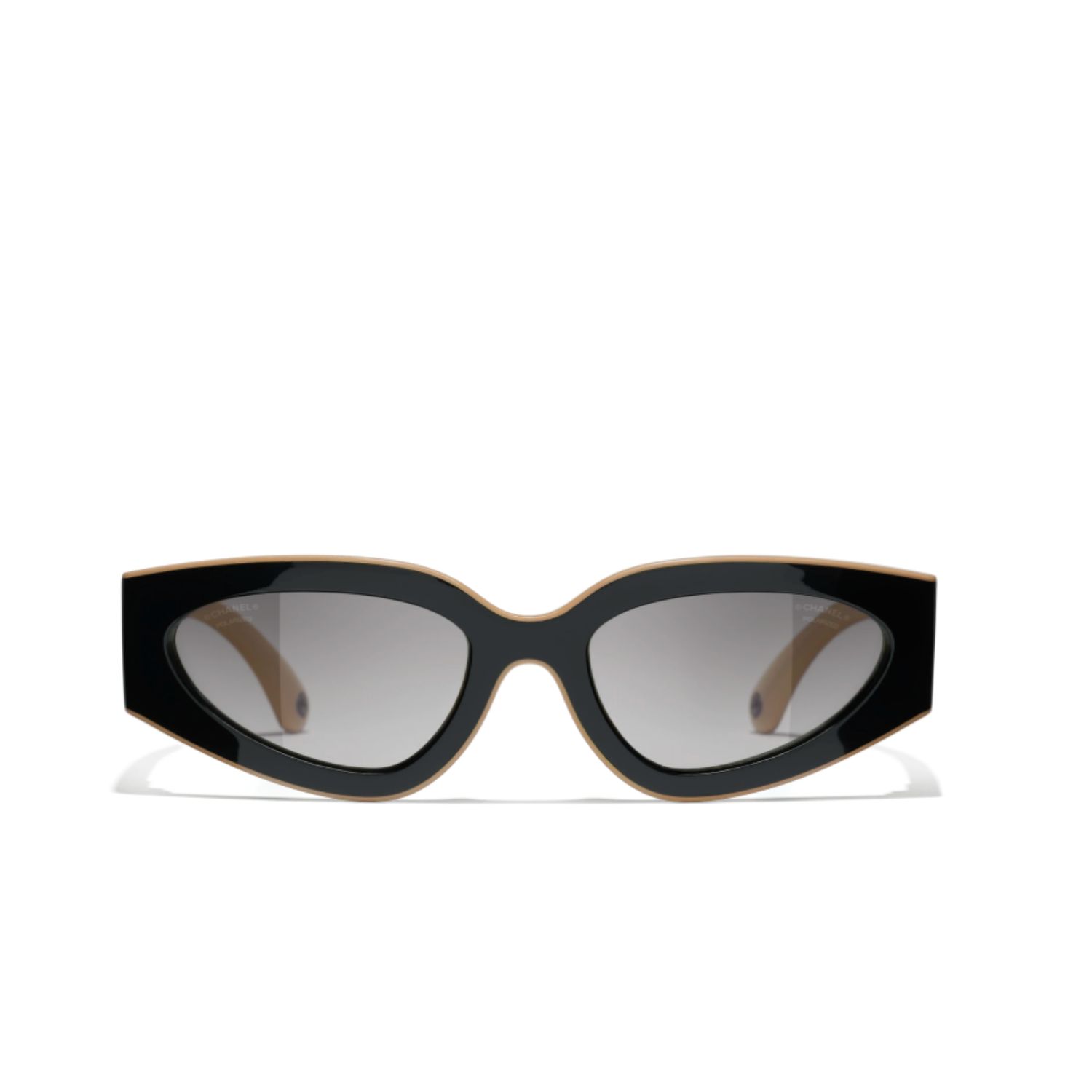 Ch**el Rectangular Sporty Sunglasses Black & Brown