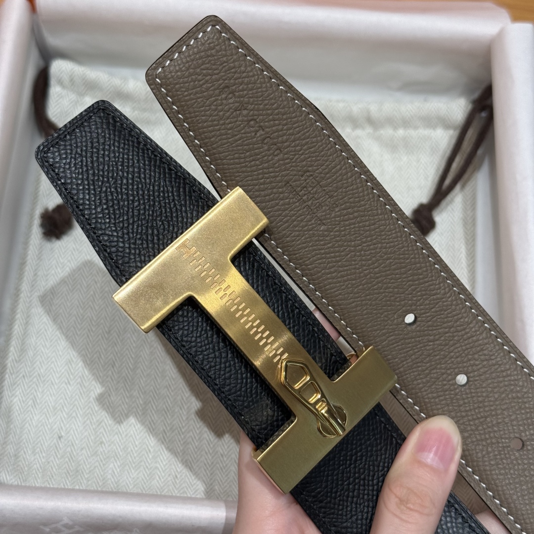 H**me5 “H-Zip” 38mm Reversible Belt Taupe & Black