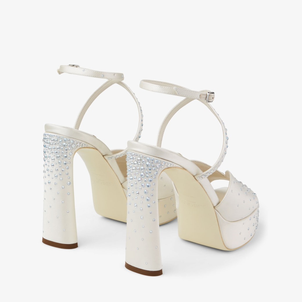 J1m*y Ch00 Karli Platform 125 Ivory/Crystal For Women KARLIPF125BRZ