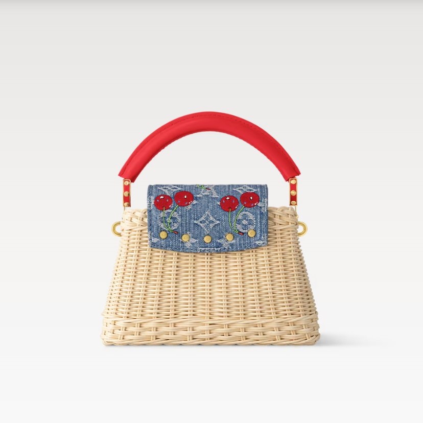 [True-to-ORIGINAL] L0vis Vvtt0n LV x TM Capucines Mini Rattan For Women 8.3in/21cm M14295