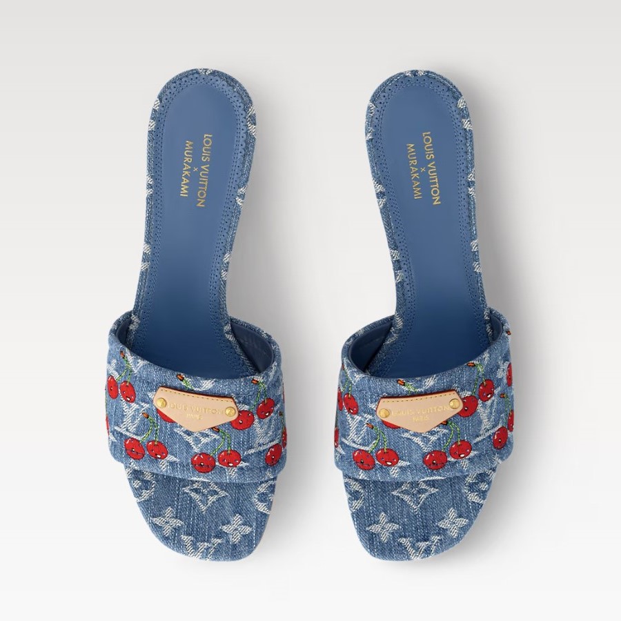 L0vis Vvtt0n LV x TM Lily Mule Cherry Denim For Women 1AHLTF