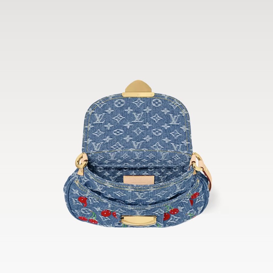 [True-to-ORIGINAL] L0vis Vvtt0n LV x TM Sunset Monogram Cherry Denim For Women 10.6in/27cm M13680