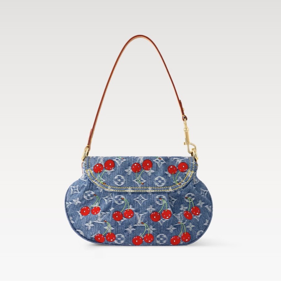 [True-to-ORIGINAL] L0vis Vvtt0n LV x TM Sunset Monogram Cherry Denim For Women 10.6in/27cm M13680