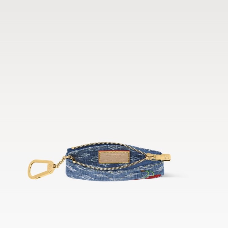 L0vis Vvtt0n LV x TM Key Pouch Cherry Denim For Women 4.7in/12cm M14938