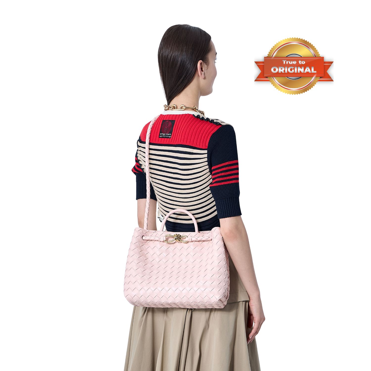 [True-to-ORIGINAL] B0tt*ga Ven*ta Medium Andiamo With Chain Bag Pink 32cm/12.6in – 766016VCPP16814