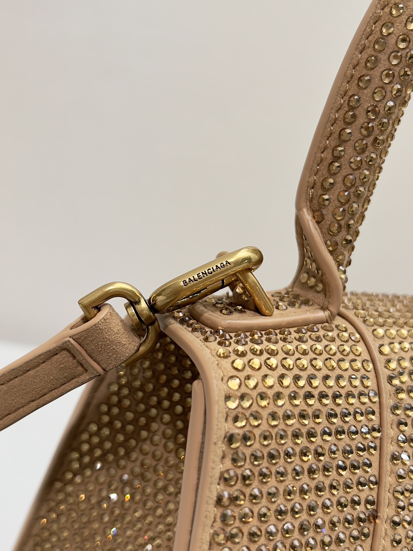 [True-to-ORIGINAL] Ba1en*iaga Furry Hourglass Small Handbag With Rhinestones In Yellow For Women 24cm/9.4in