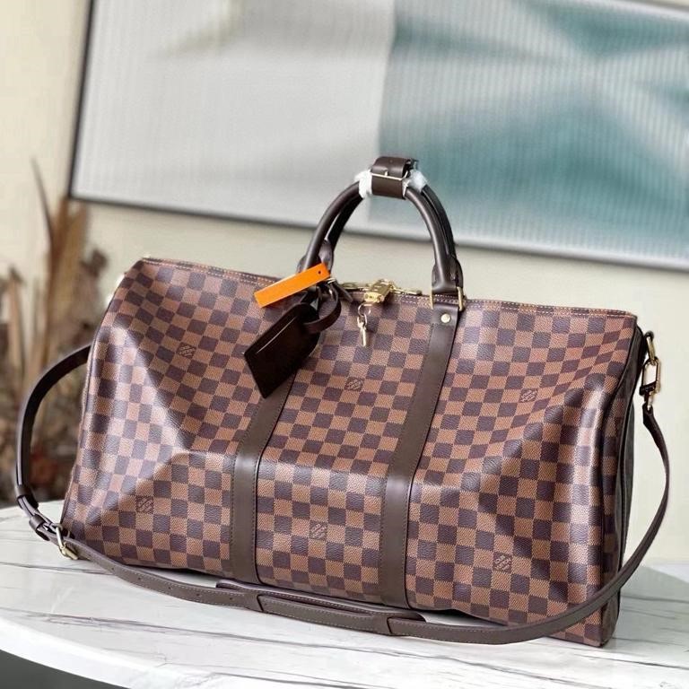 [True-to-ORIGINAL] L0vis Vvtt0n Keepall Bandoulière 50 Damier Ebene Canvas Bag Brown For Men 19.7in/50cm
