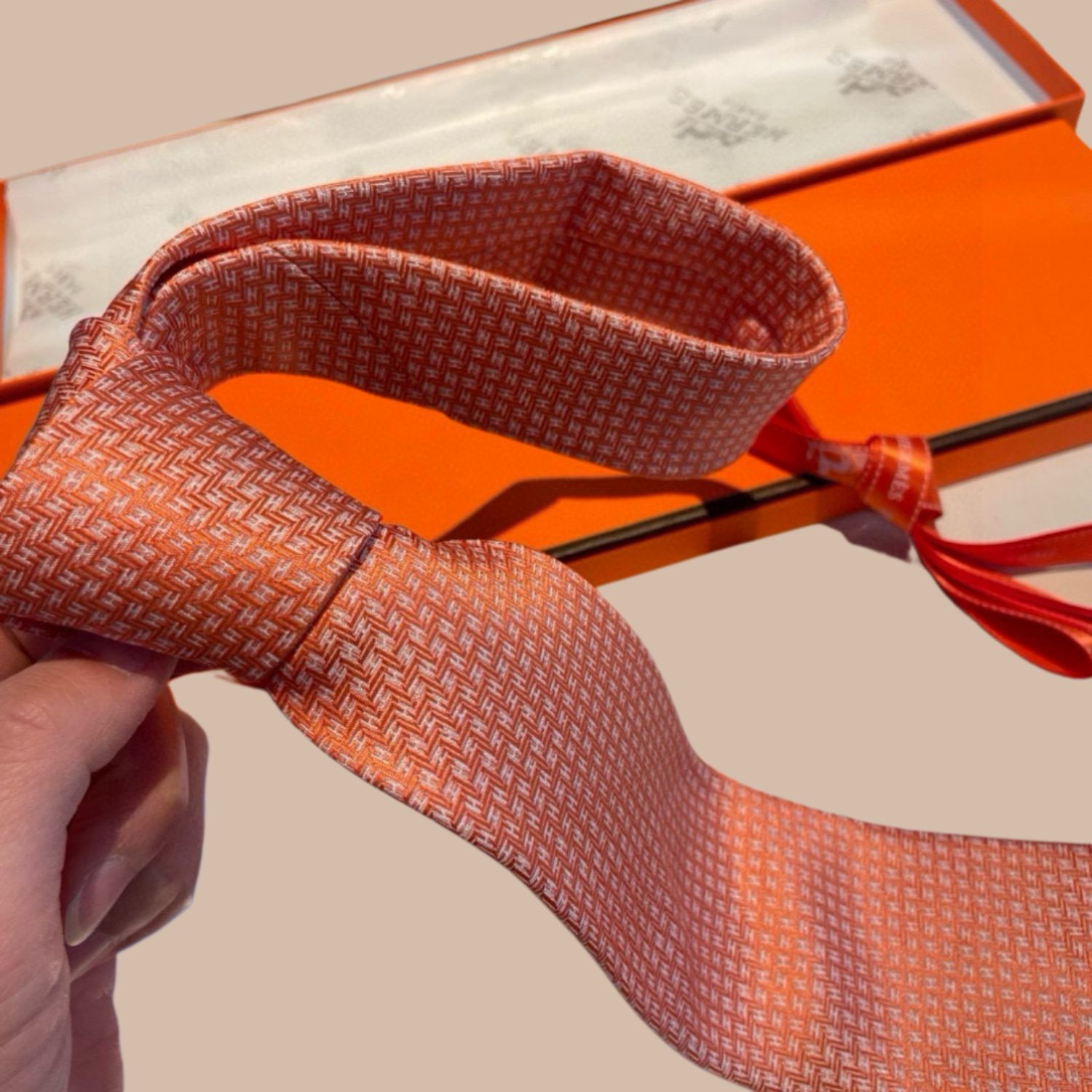 H**me5 Elegent Orange Silk Tie For Men