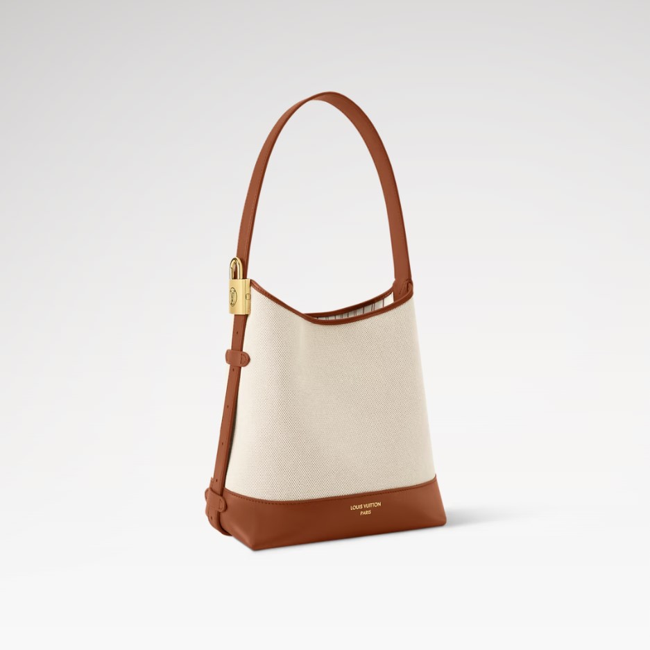 L0vis Vvtt0n Low Key Hobo PM Ecru/Cognac For Women 11in/28cm M25468