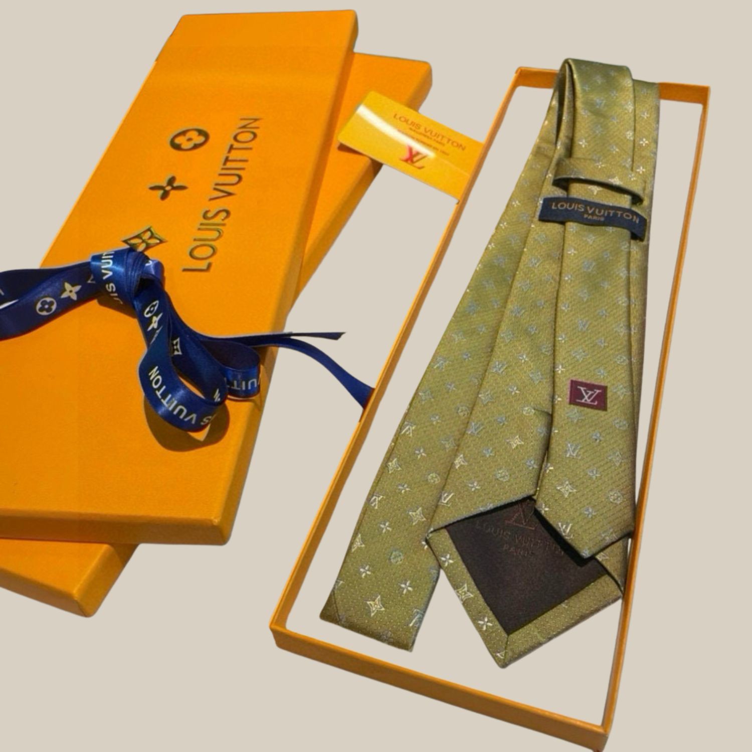 L0vis Vvtt0n Signature Monogram Silk Tie Mustard For Men