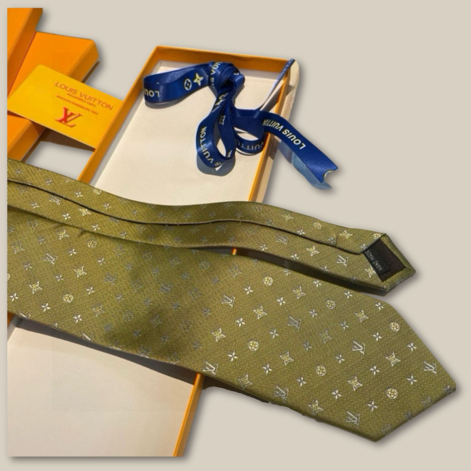 L0vis Vvtt0n Signature Monogram Silk Tie Mustard For Men