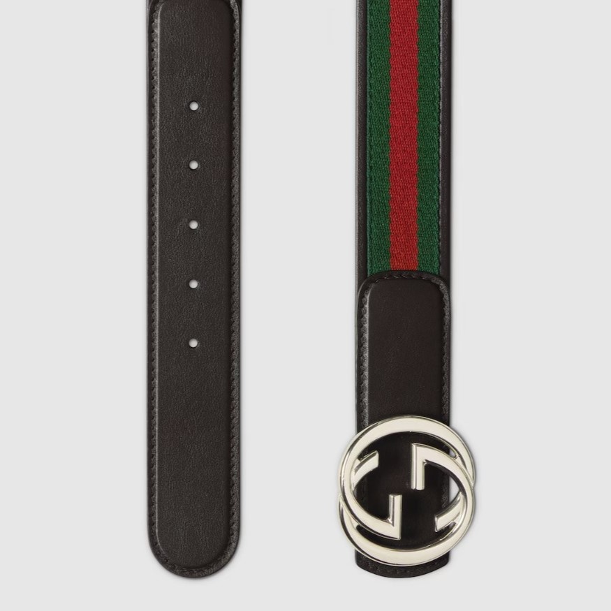 Gvc*1 Reversible Belt With Interlocking G Buckle Green/Red 38mm For Men 849862 CWLST 2054