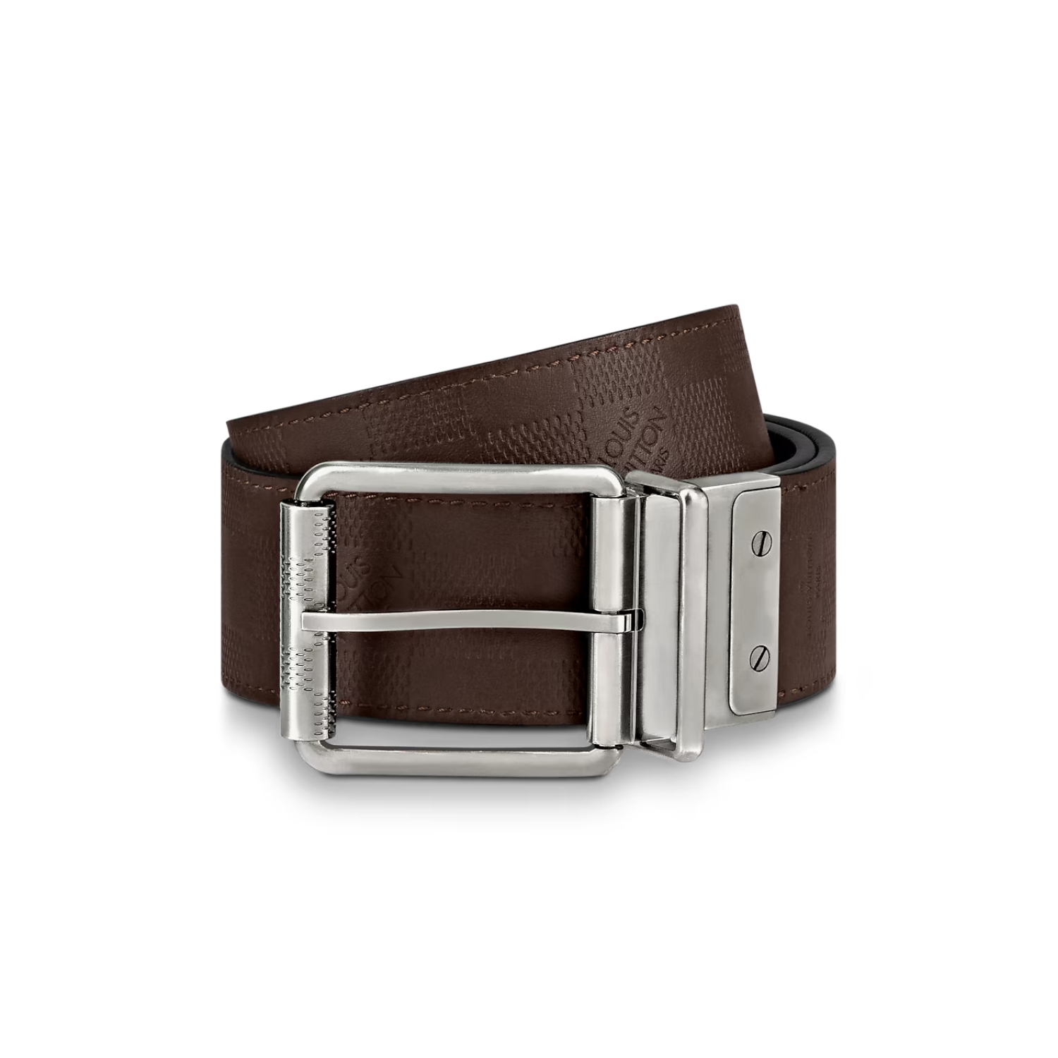 L0vis Vvtt0n Damier Print 40MM Reversible Belt Black/Dark Brown For Men M9150U