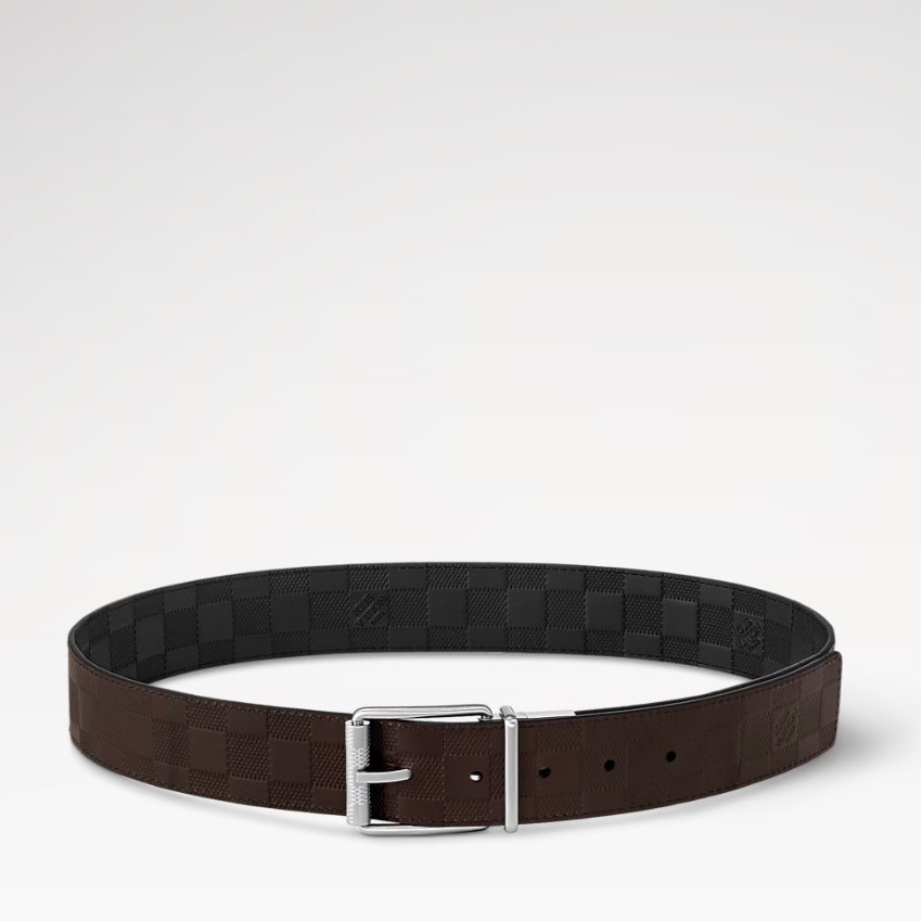 L0vis Vvtt0n Damier Print 40MM Reversible Belt Black/Dark Brown For Men M9150U