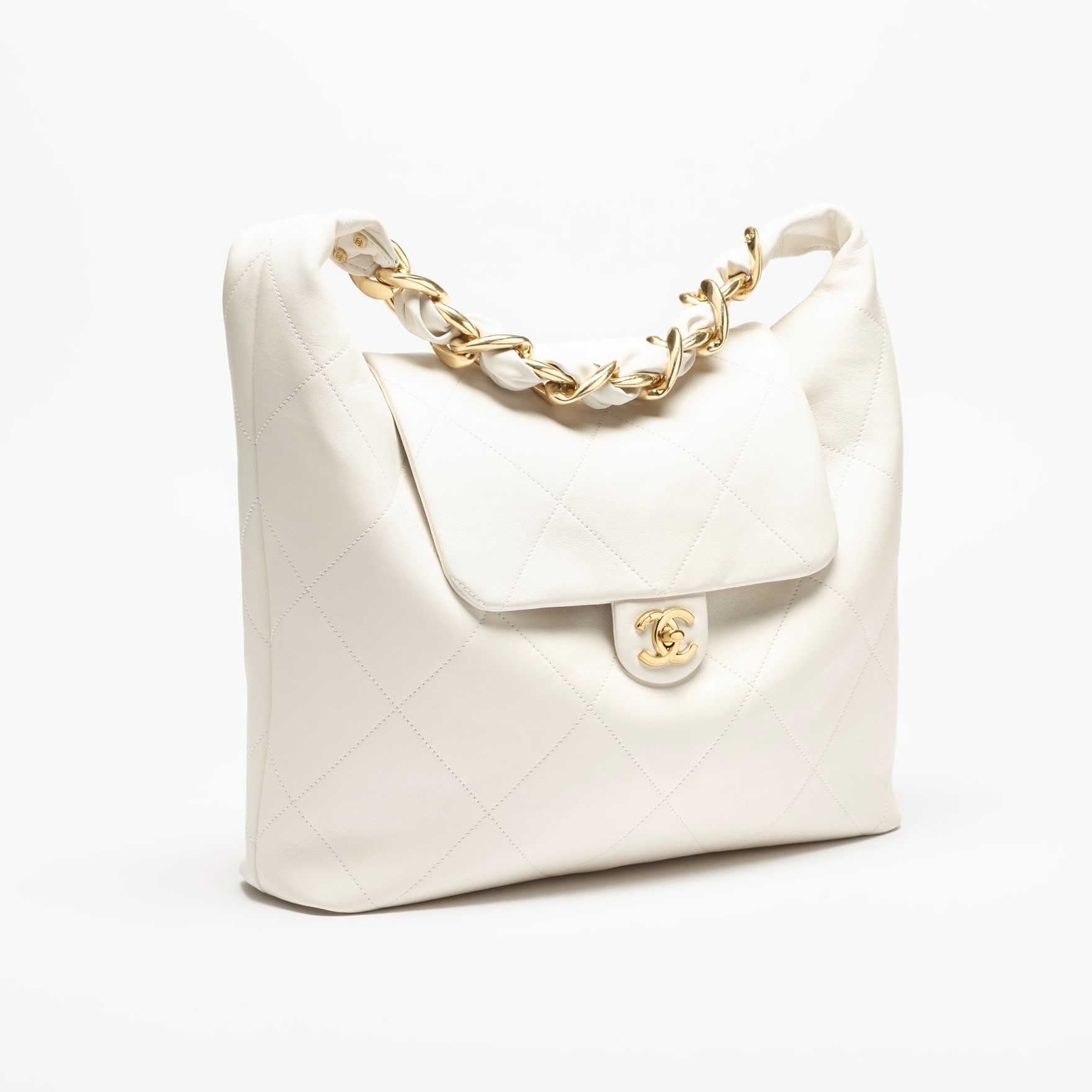 [True-to-ORIGINAL] Ch**el Maxi Hobo Bag White For Women 18.5in/47cm AS5838-B22140-10601