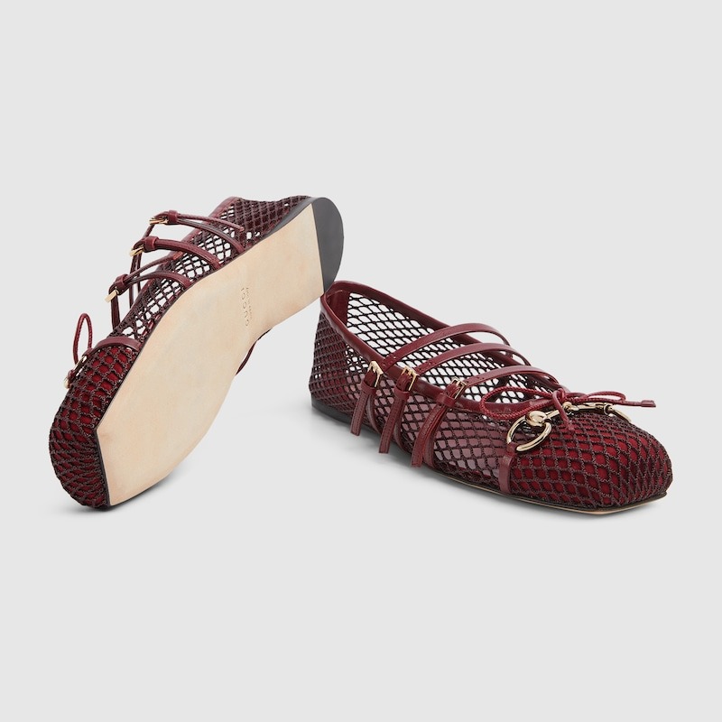 Gvc*1 Horsebit Ballet Flat Red Mesh For Women 835077 FAEQZ 6207