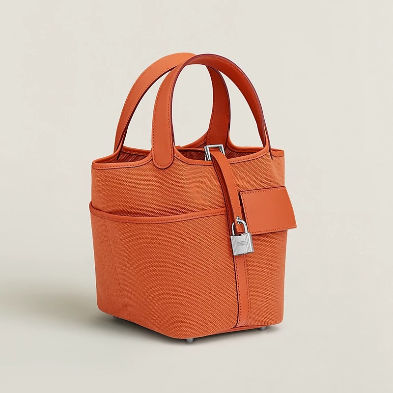 [True-to-ORIGINAL] H**me5 Picotin Lock 18 Pocket Bag Orange For Women 7.1in/18cm H083189CKAL