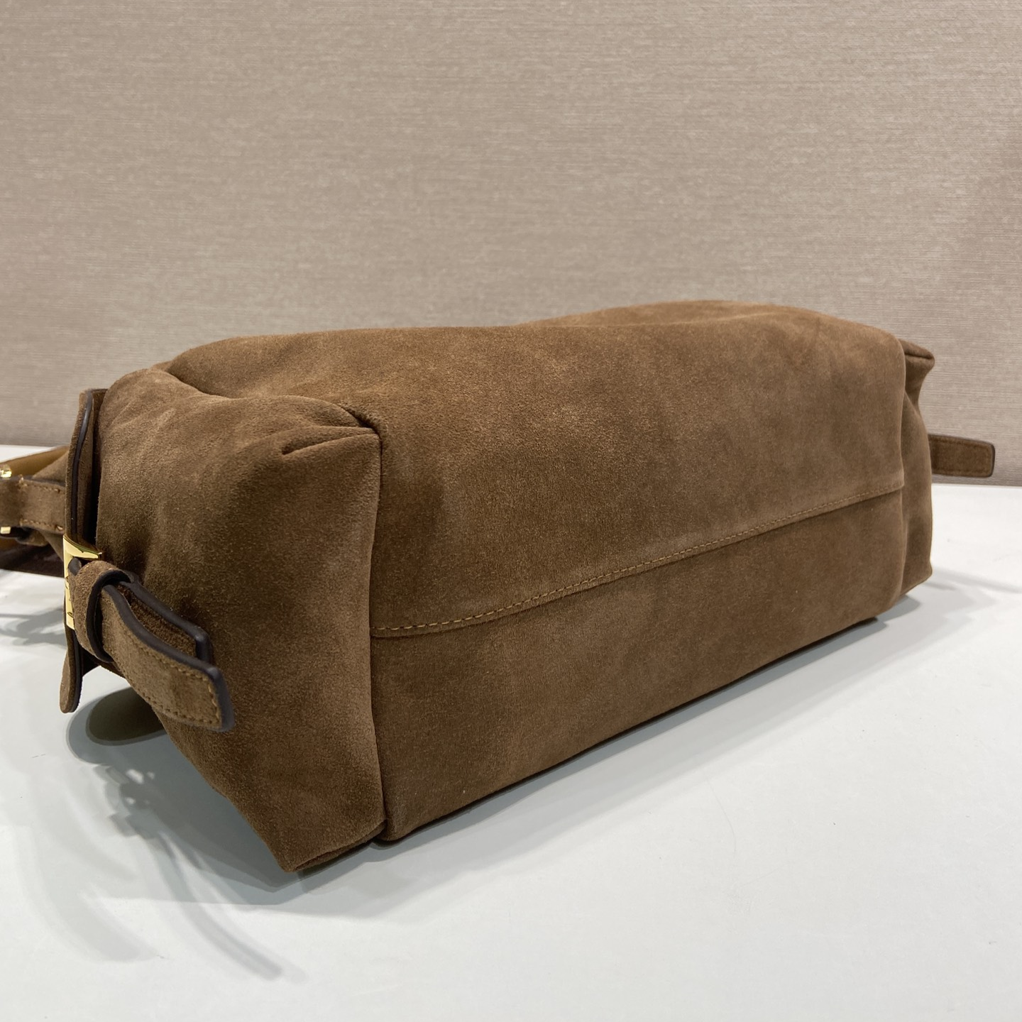 [True-to-ORIGINAL] Pra*a Explore Large Suede Bag Cocoa Brown For Women 32cm/12.6in 1BC264_008_F0324_V_NOO