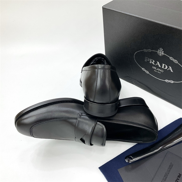 Pra*a Leather Loafers Black For Men