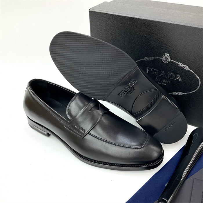 Pra*a Leather Loafers Black For Men