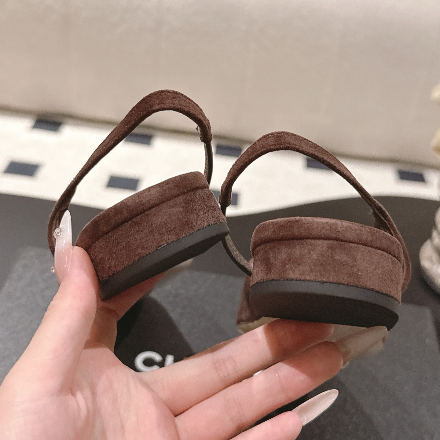 Ch**el Suede Two-Tone Slingback Flats Brown/Burgundy For Women