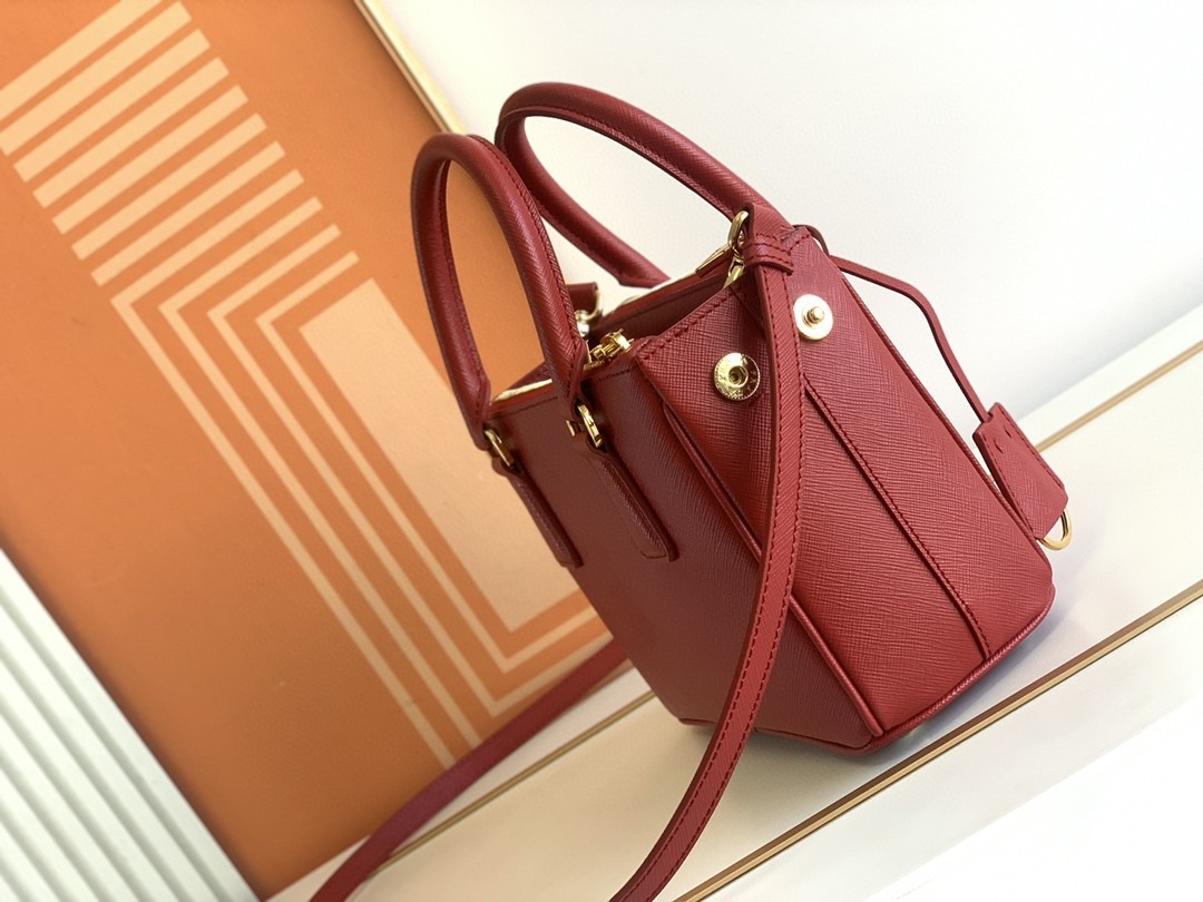 [True-to-ORIGINAL] Pra*a Galleria Saffiano Mini Bag Burgundy For Women 7.8in/20cm