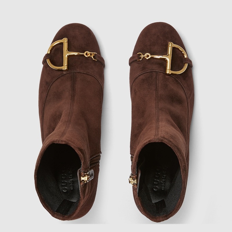 Gvc*1 Ankle Boots With Half Horsebit Dark Brown Suede For Women 849549 AAFMU 2344