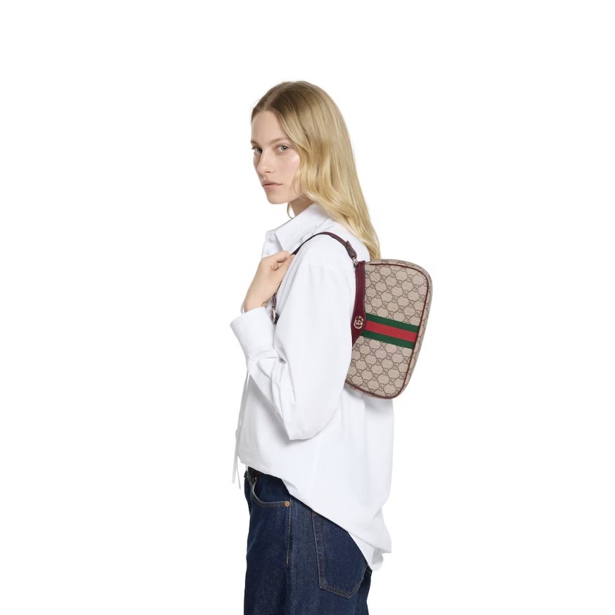 Gvc*1 Ophidia Small Shoulder Bag Beige And Brown GG For Women 10.2in/26cm ‎841341 FAE0J 9789