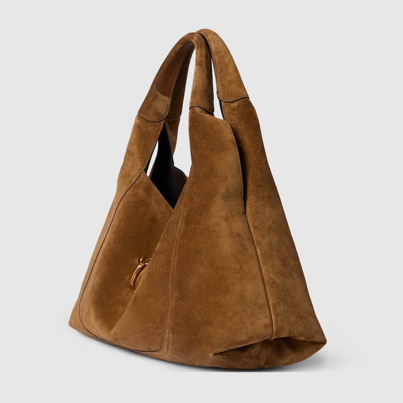 [True-to-ORIGINAL] Gvc*1 Softbit Maxi Shoulder Bag Brown Suede For Women 18.1in/46cm 837466 AAFLB 2118