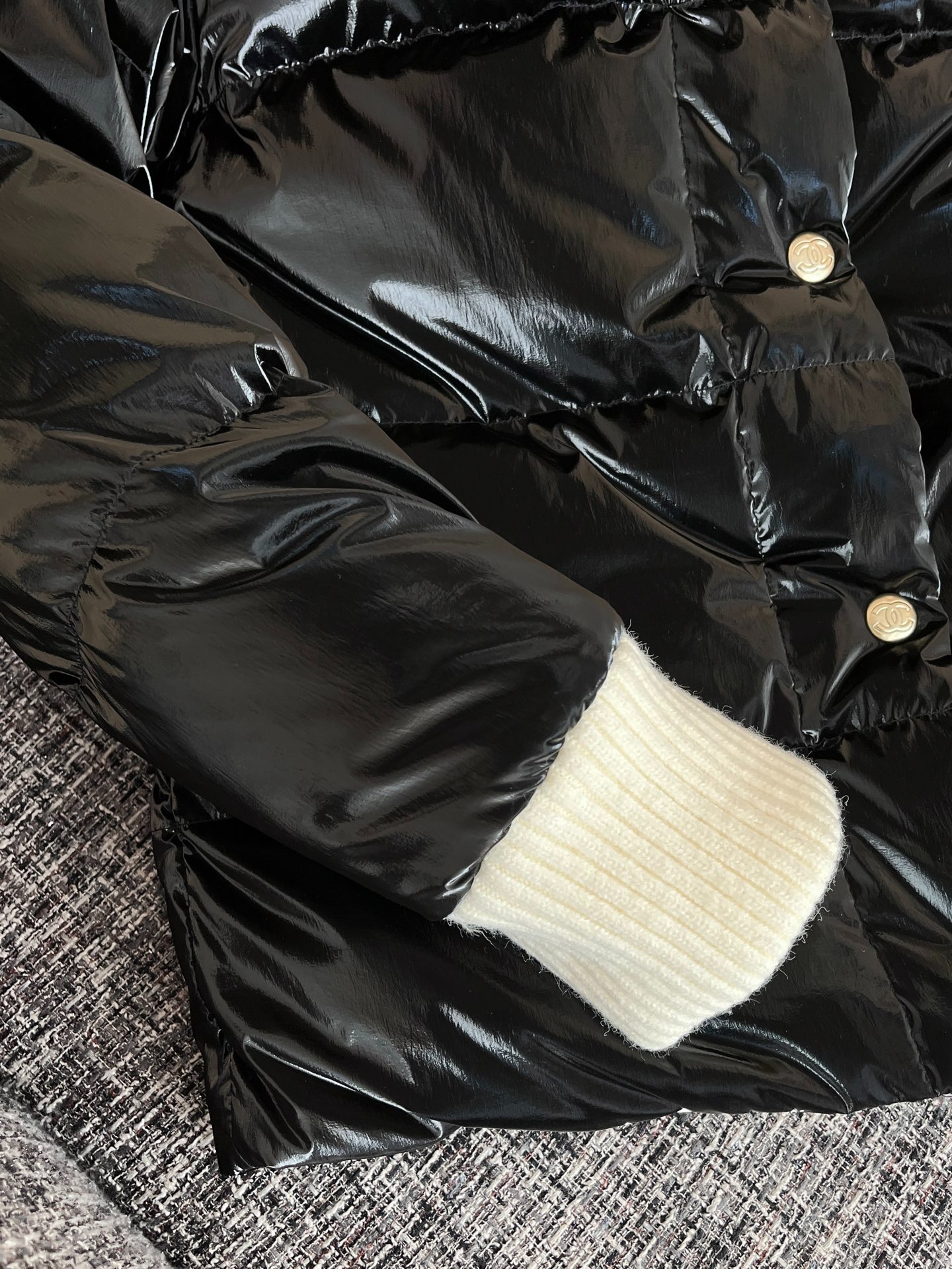 Ch**el Puffer Coat Black For Women