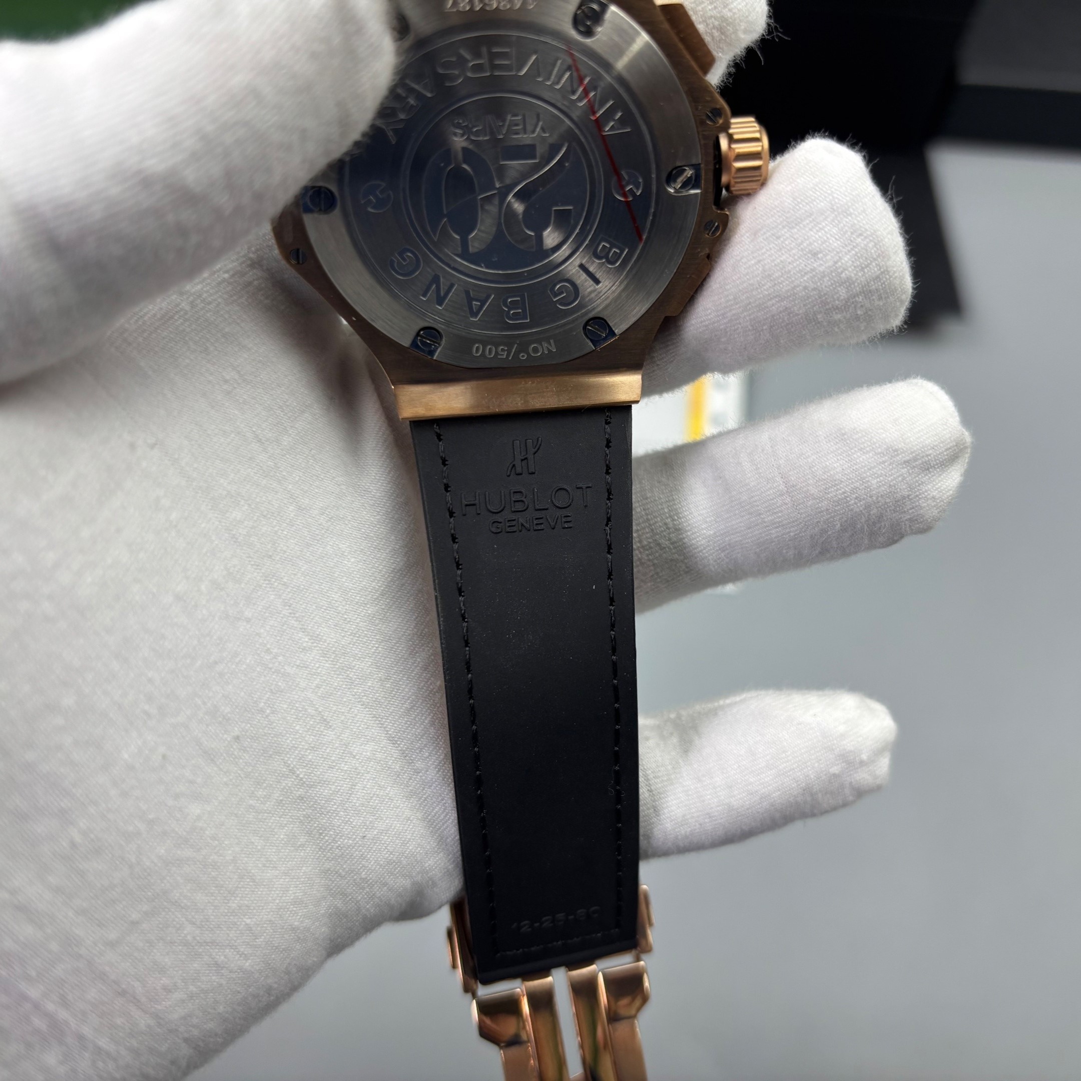 Hublot Big Bang Watch Chronograph Brown Strap Gold Dial 45mm For Men