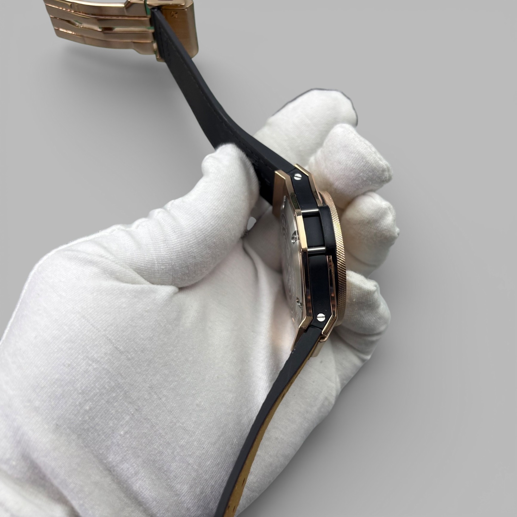 Hublot Big Bang Watch Chronograph Brown Strap Gold Dial 45mm For Men