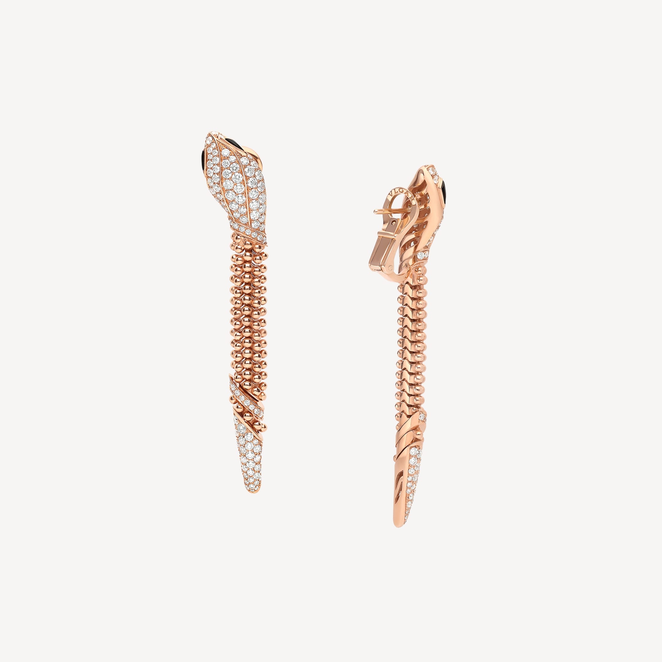 Bv1g*ai Serpenti Earrings For Women Rose Gold Hardware 359387
