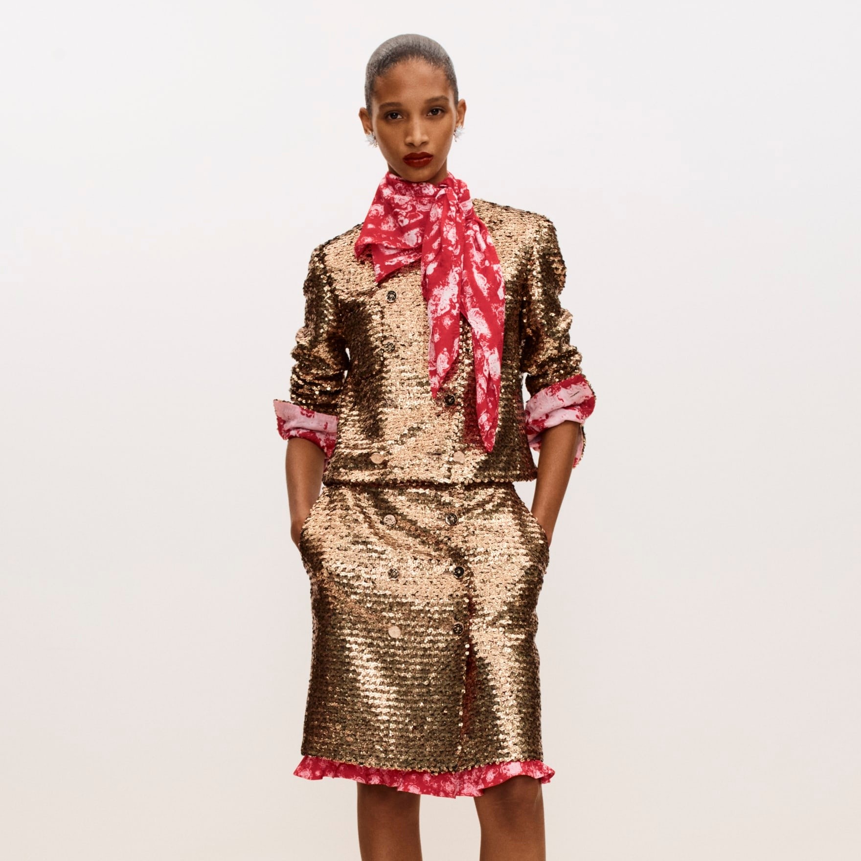 Ch**el Square Scarf Red For Women