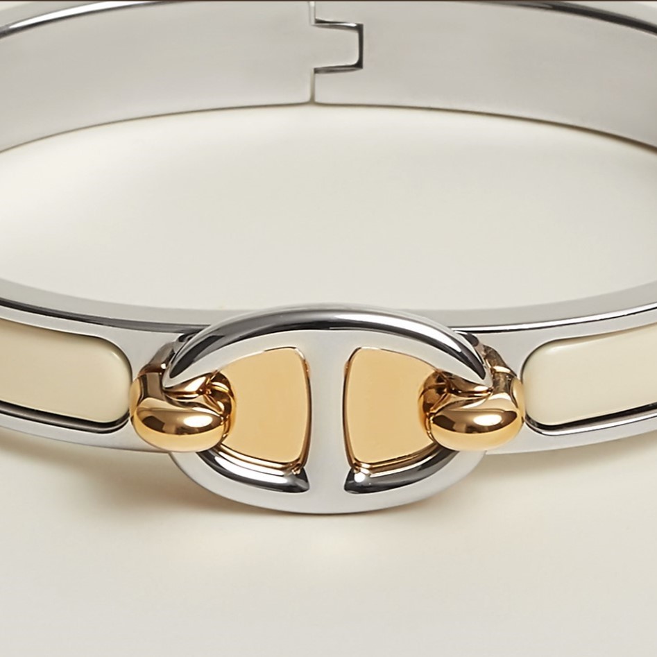 H**me5 Mini Clic Chaine D Ancre Bracelet Creme Silver Hardware For Women H209000FP85PM