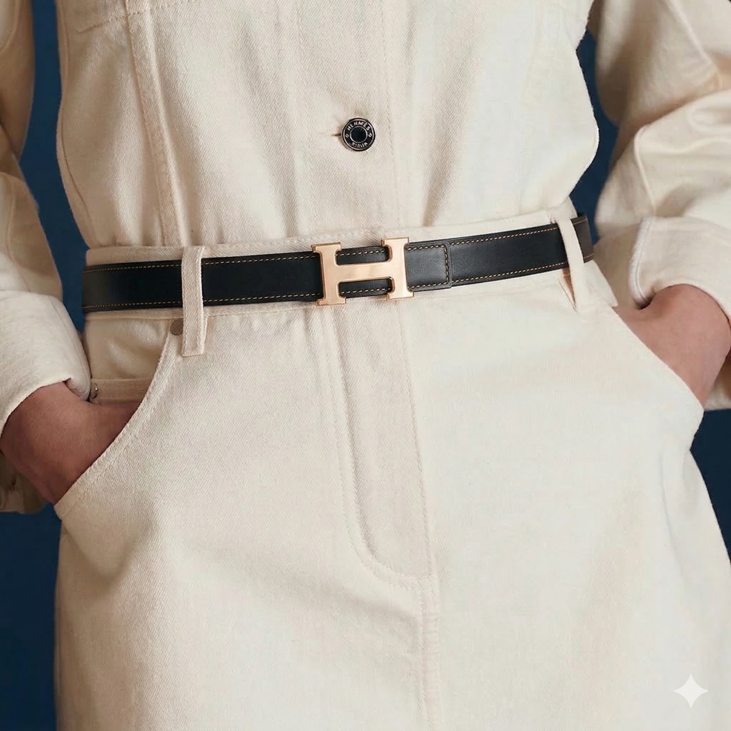 H**me5 Mini H 24mm Reversible Belt Noir/ Orange For Women H052150CABW065