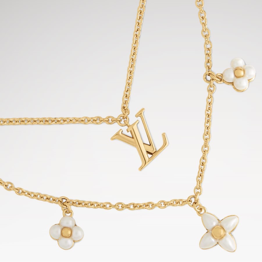 L0vis Vvtt0n LV Floragram Necklace White Gold Hardware For Women M00981