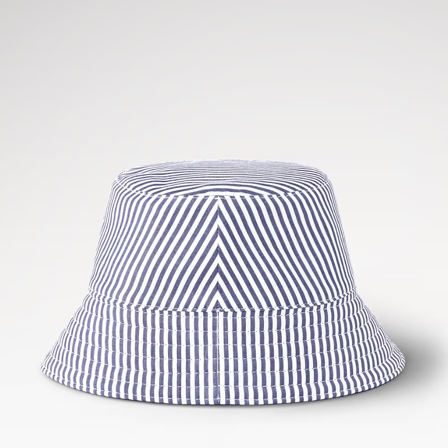 L0vis Vvtt0n LV League Striped Bucket Hat Navy Blue For Women M5158M