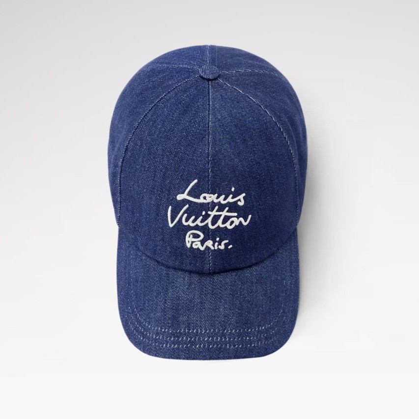 L0vis Vvtt0n LV Script Cap Denim Blue For Women M5449M