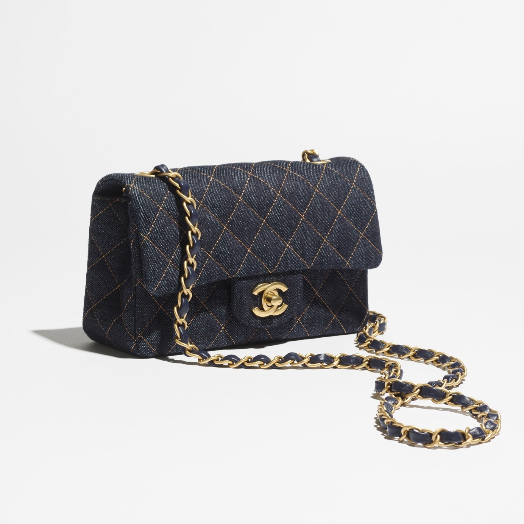 Ch**el Classic Mini Crossbody Bag 7.9in/ 20cm Dark Blue Gold Hardware For Women A69900-B23660-U7663