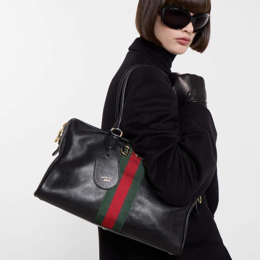 Gvc*1 Borsetto Large Boston Shoulder Bag 15.2in/ 39cm Black Gold Hardware For Women 866734 AAGIQ 1053