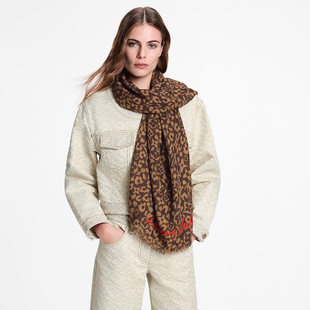 L0vis Vvtt0n LV Safari Stole 72.8in/ 185cm Brown For Women M98151