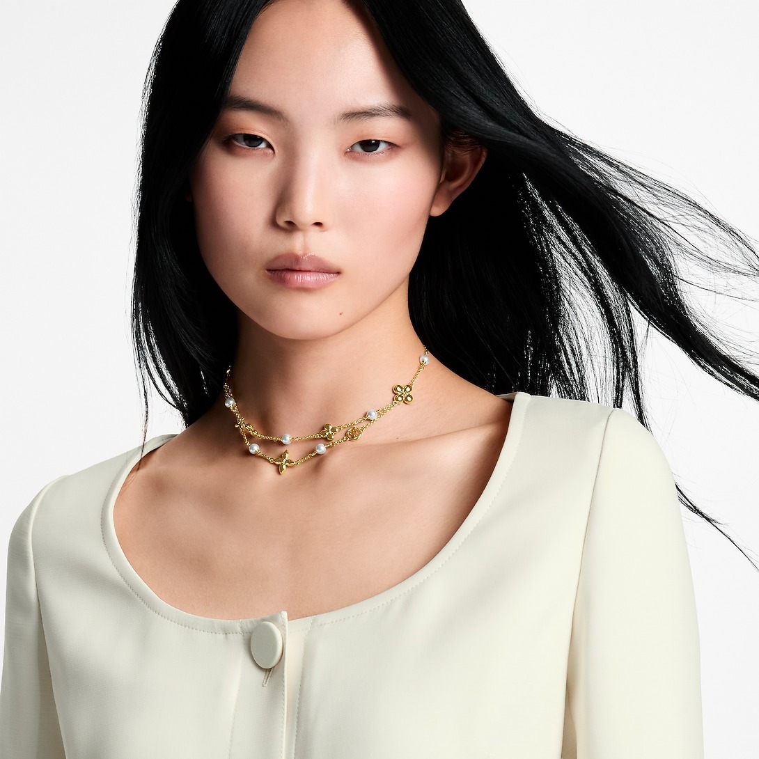 L0vis Vvtt0n Pearl Constellations Necklace Gold Hardware For Women M03508