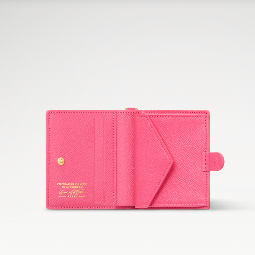 L0vis Vvtt0n LV Charms Pocket Wallet Monogram Origine Rose Ruban For Women 3.9in/10cm M27680